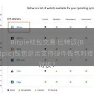 Bitpie钱包交易 比特派(Bitpie)钱包是否支持硬件钱包对接？